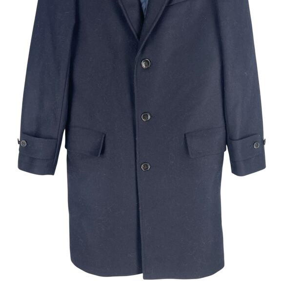 Lands' End Wool Blend Single Breasted Long Top Coat Black Men Size L Reg - Picture 6 of 14